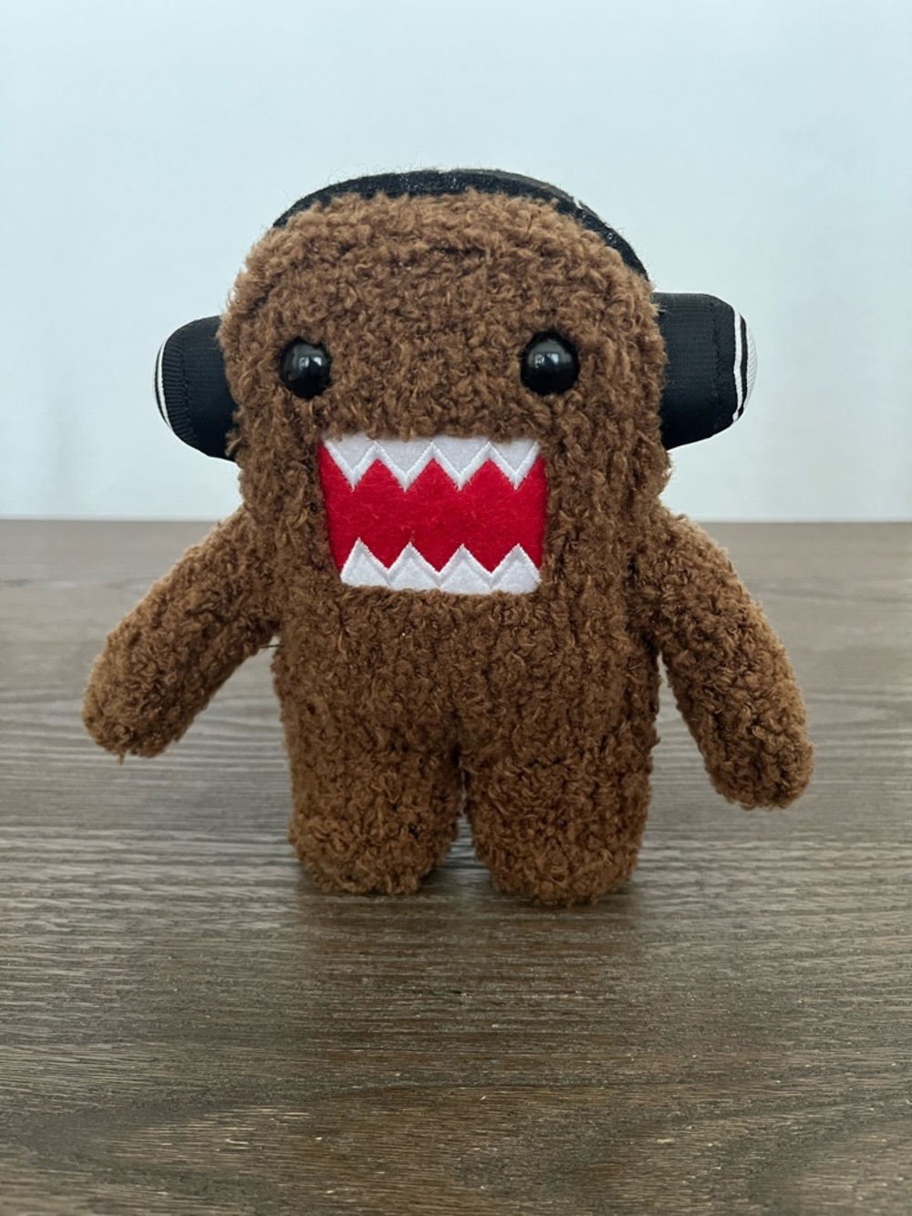 Brown Domo-kun Plush with Red Mouth & Headphones